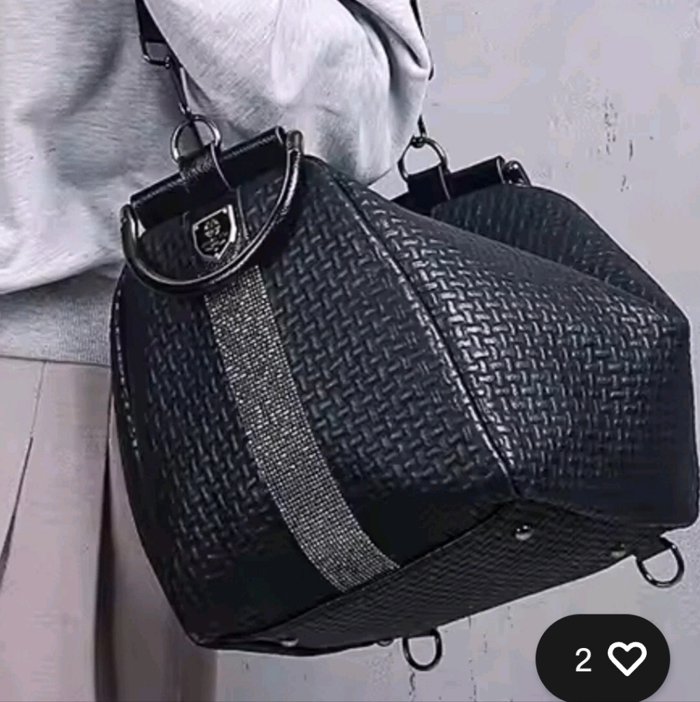 New Jingpin Black Multifunctional Backpack Crossbody Duffle FauxLeather - Picture 8 of 12